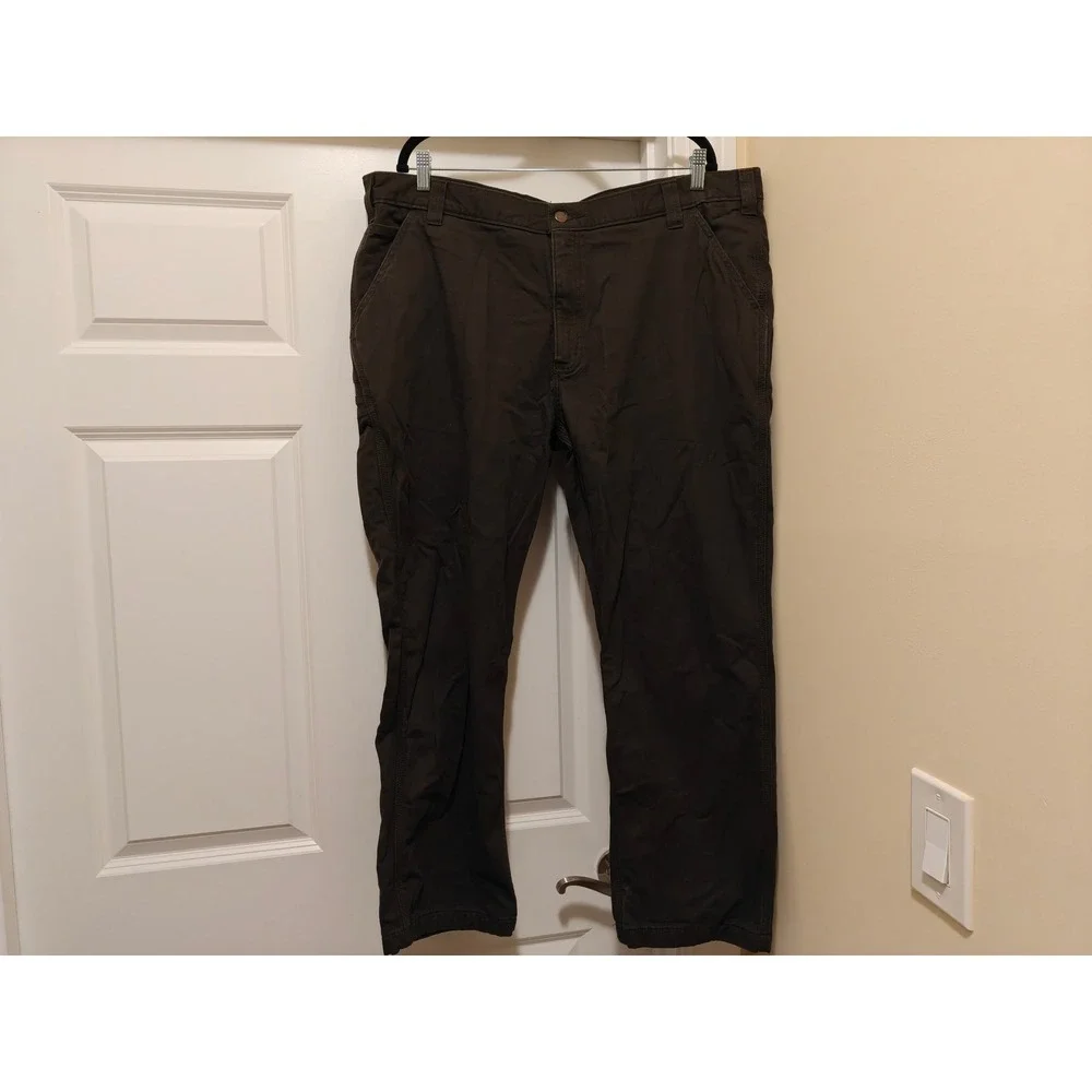 Carhartt Mens Rugged Flex Relaxed Fit Knit Lined Canvas Pants 42x30 Brown